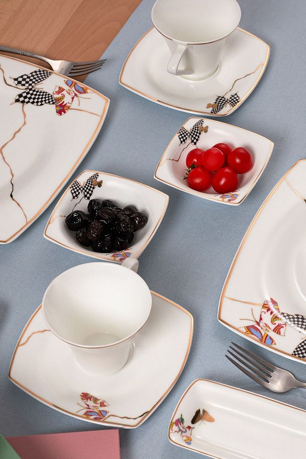 Fine Pearl Unique 26 Parça 6 Kişilik Kare İnci Kahvaltı Takımı - 2