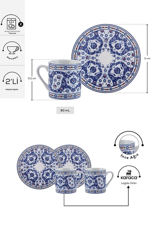 Gülhane 2 Kişilik Kahve Fincan Takımı 80 Ml - 2