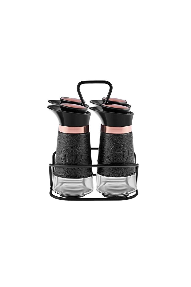 Glass Latin Leather 4-piece Glass Spice Set 4 Pieces