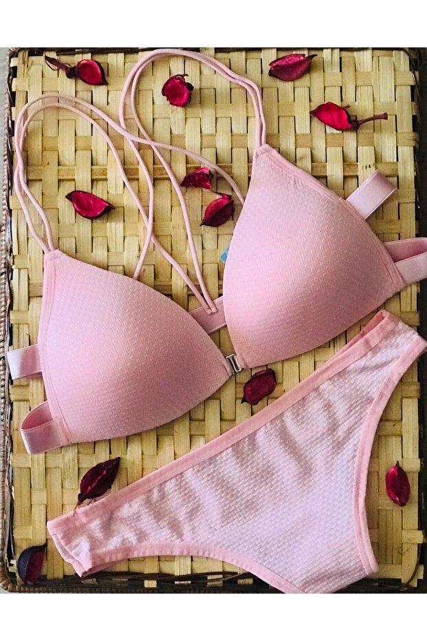 Önden Açmalı Arkası Çapraz İp Sütyen Takımı. - 1