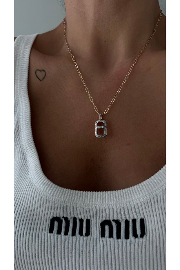 Çelik Monogram Kolye - 2