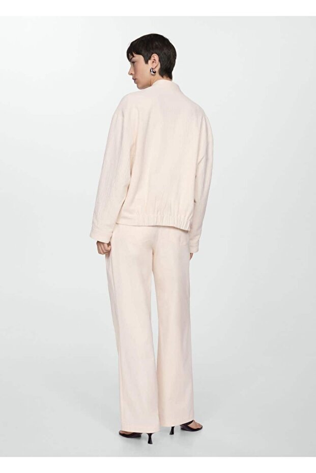 V Yakalı Pamuklu Ceket - 4