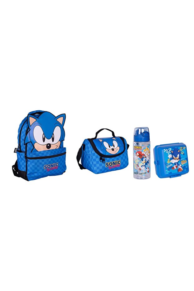 Sonic Blue Three-Dimensional School Bag and Lunch Box Set (4 Pieces)