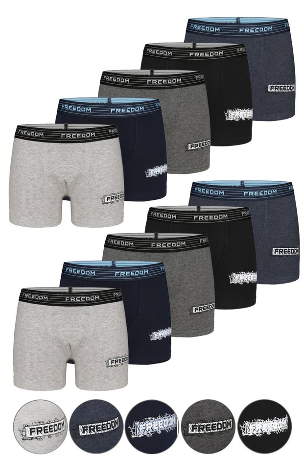 10 Colorful Printed Boys' Boxers - 8024B3