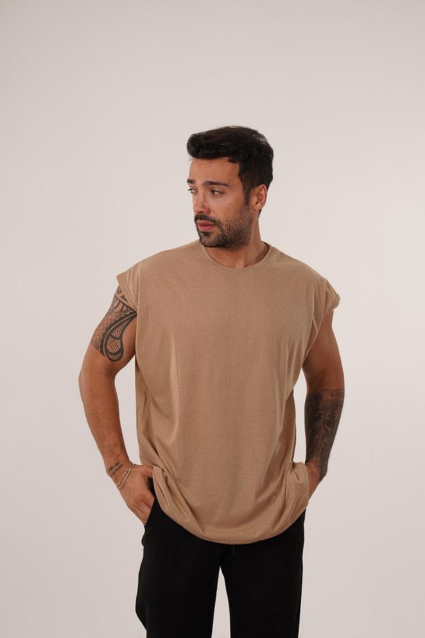 Krem Sıfır Kol Suprem Oversize Atlet - 1