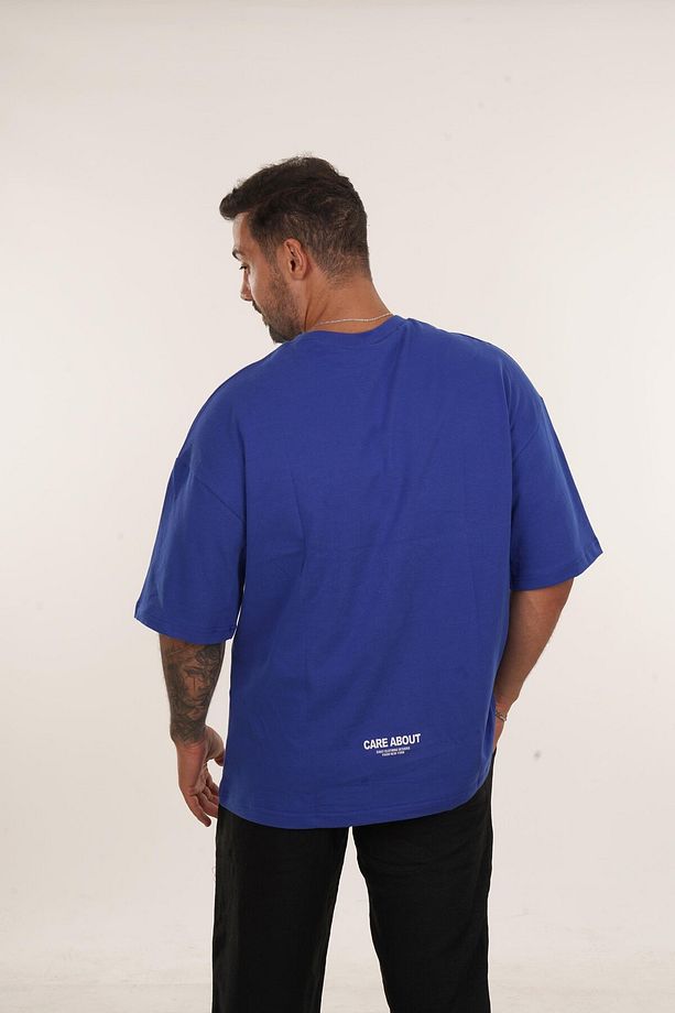 Saks Yüksek Kalite Care About Baskılı Oversize T-SHİRT VMS 40449 - 2