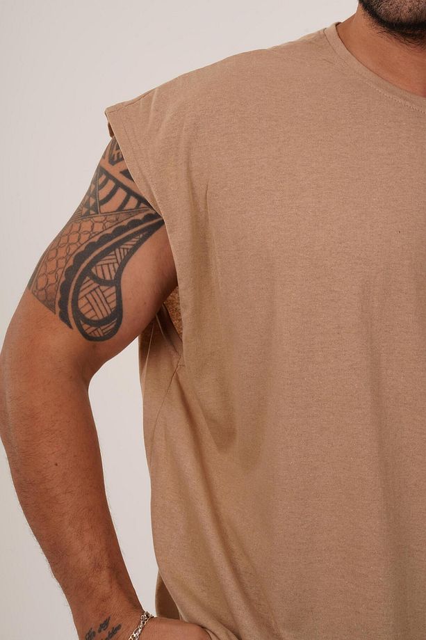 Krem Sıfır Kol Suprem Oversize Atlet - 5