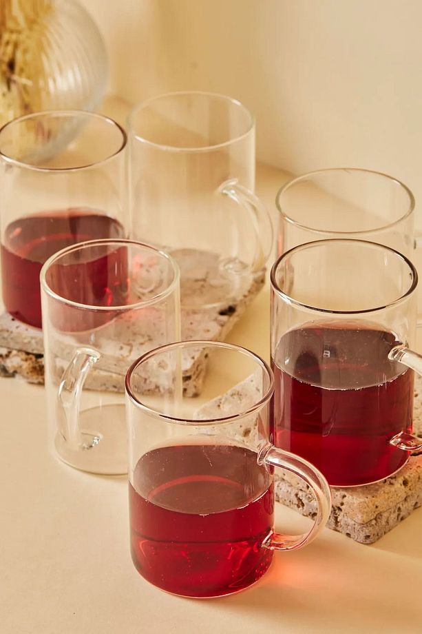 Cam Bardak Kupa Seti Ince Borosilikat Isıya Dayanıklı Çay Kahve Bardağı Kulplu 6 Adet 200 ml - 6