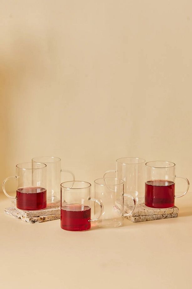Cam Bardak Kupa Seti Ince Borosilikat Isıya Dayanıklı Çay Kahve Bardağı Kulplu 6 Adet 200 ml - 5