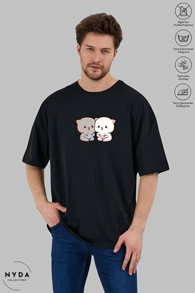 Unisex Crew Neck Bubu Dudu Game Printed Cotton Oversize Short Sleeve T-Shirt