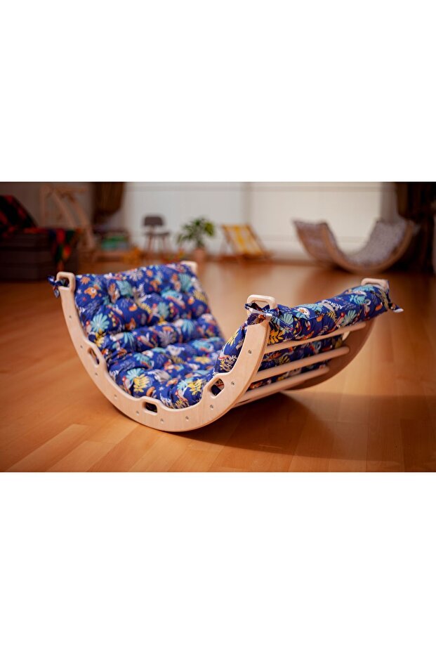 Small Belt and Pillow| Pillow For Montessori Climbing Bridge And Belt| Blue Patterned Pillow