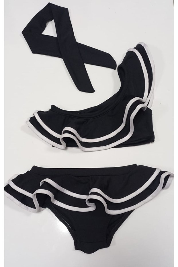 3 Pieces Girl's Bikini Swimsuit Bandana Ruffle