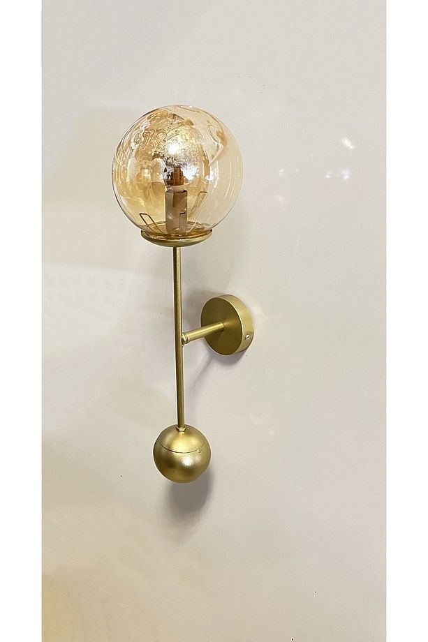 Gezegen Gold Metal Camlı Pilli Aplik - 9v Pil Ve Özel Ampul Içindedir - Tek Adet Fiyatıdır - 2