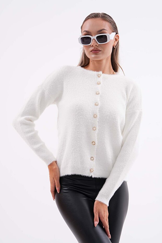 KADIN İNCİ DÜĞMELİ TRİKO HIRKA - 8