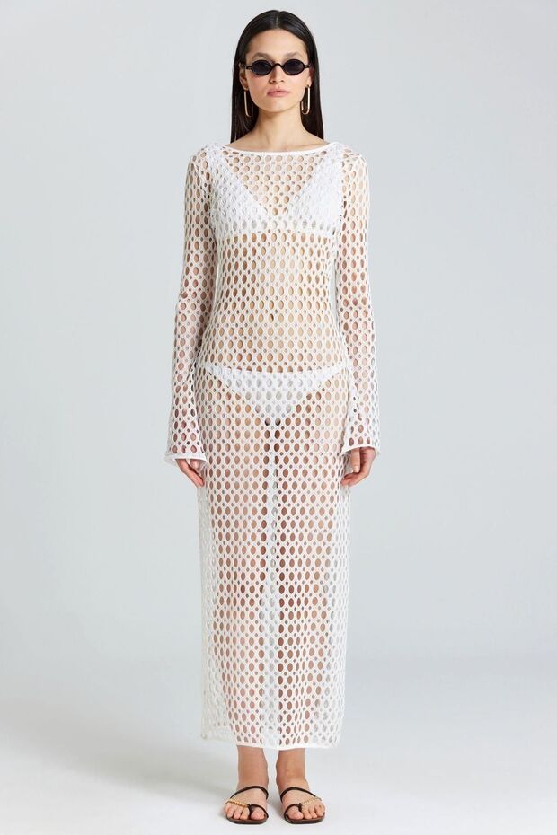 2529 Mesh Ecru Dress