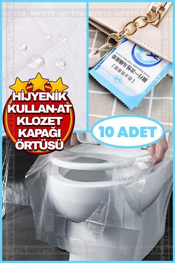 Klozet Kapak Örtüsü Pratik Kullanımlı Hijyenik Klozet Kapağı Poşeti 10 Adet - 1