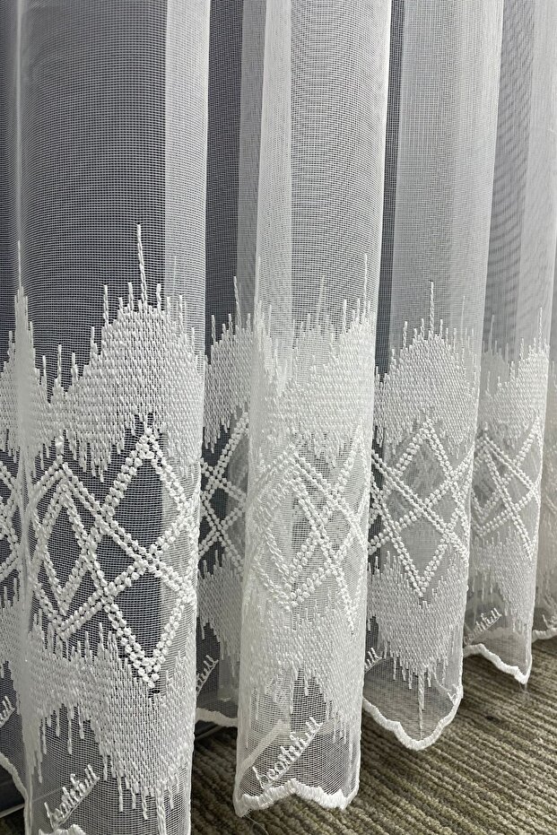 Paris Zigzag Patterned Tulle Curtain (Without Pleat) - 2