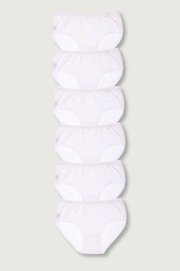 Women's White 6-Pack Cotton Rib High Waist Bato Panties
