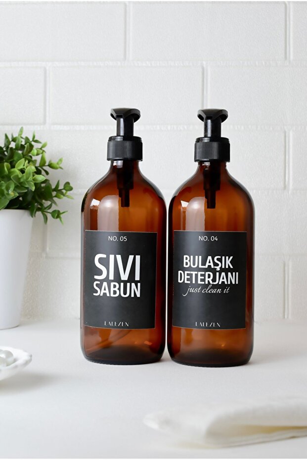 Liquid Soap and Dish Detergent Black Label Amber Glass Bottle 500 Ml