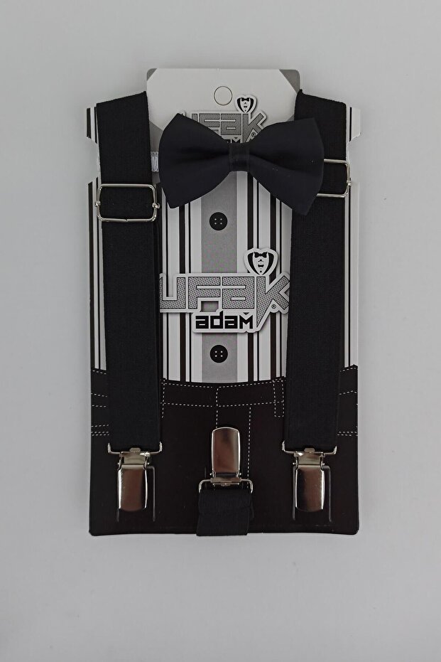 Little Man Black Bow Tie Strap Set 1-6 Years