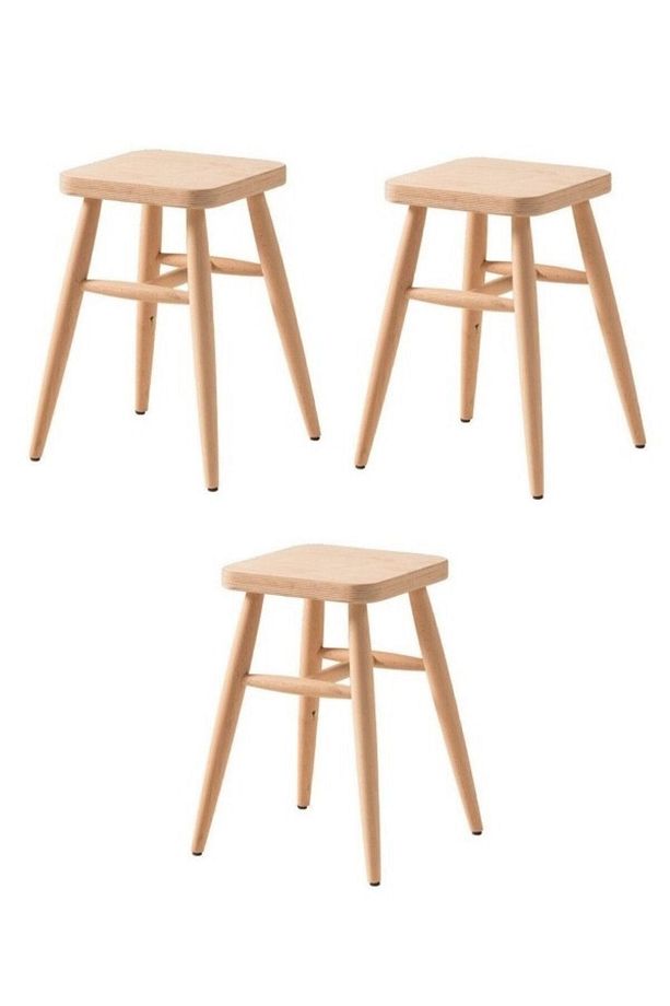Ahşap Tabure Ham Kare 36*36*45 Cm 3 Adet - 1