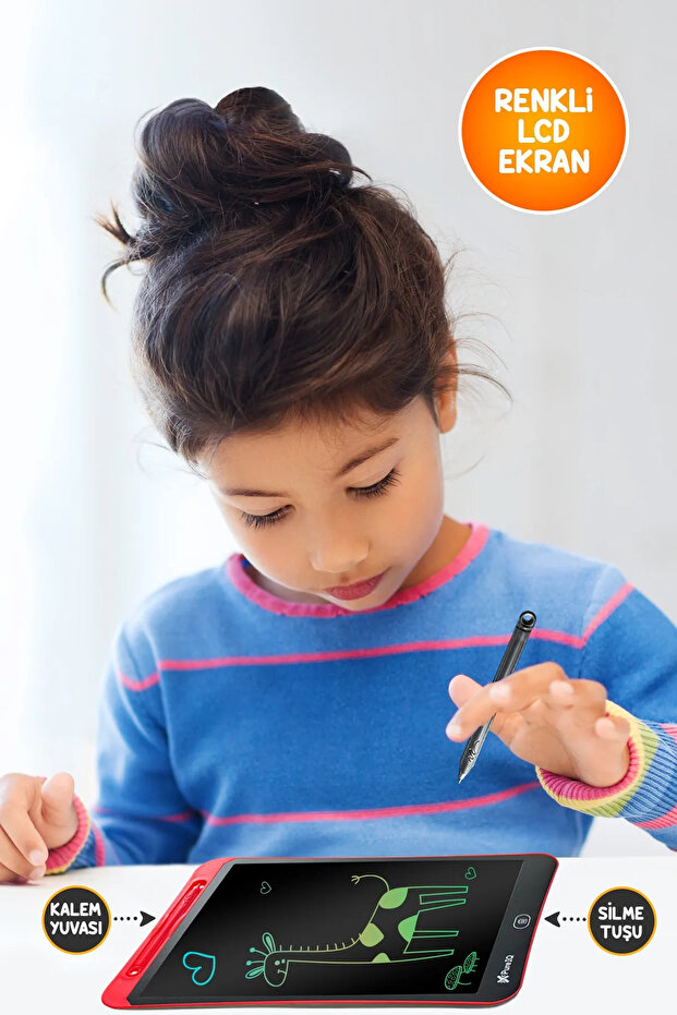 Writing Tablet Lcd 12 Inç Dijital Kalemli Çizim Yazı Tahtası Grafik Not Yazma Eğitim Tableti - 4