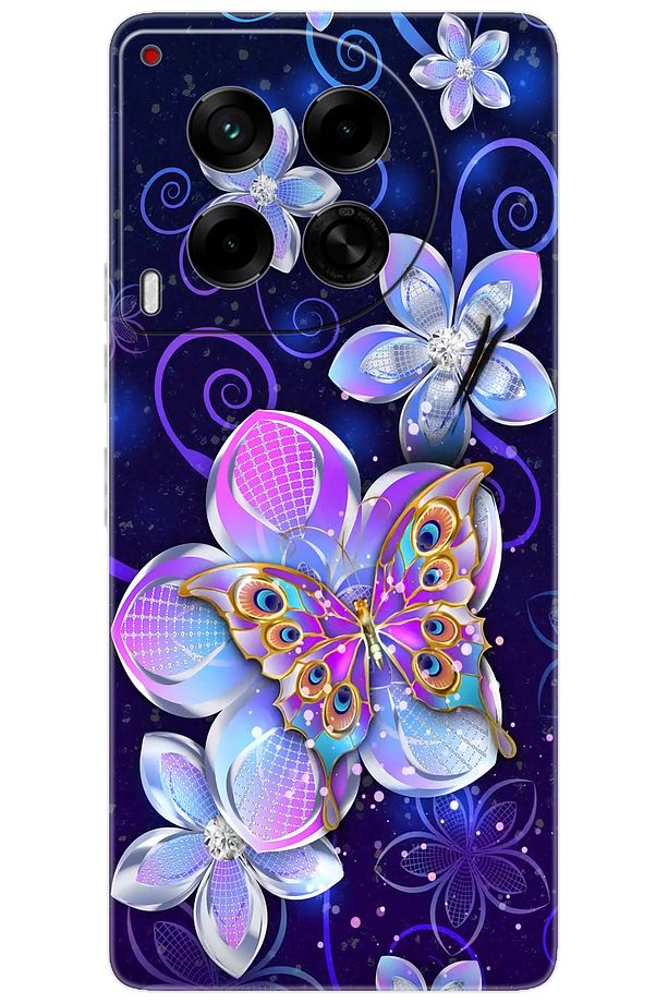 Tecno 30 4g (CL6) Uyumlu Kılıf Desen Baskılı Silikon Kelebek Ve Çiçekler Stk:718 Cp-rmd8hng - 1