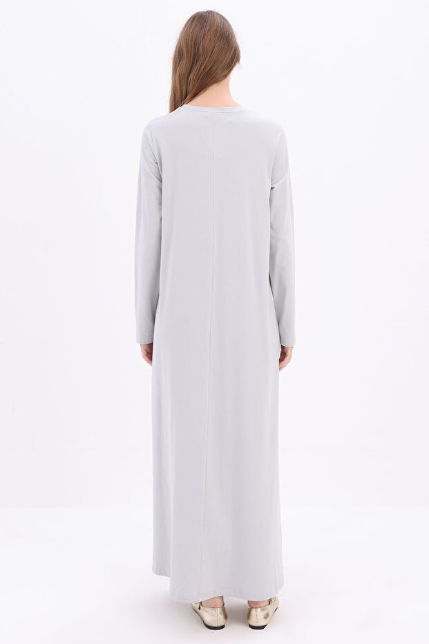 Rochie interioară gri cu mânecă lungă - 4