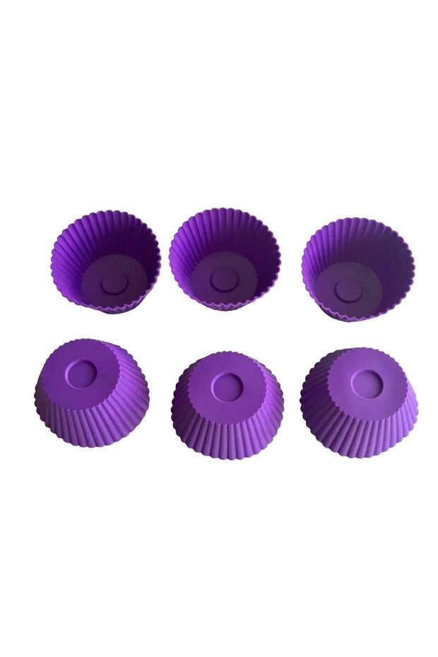 Bybirgül Purple 12-Piece Silicone Mini Cake Mold, Brownie Mold, Muffin Mold (12 Pieces), Airfryer Compatible.