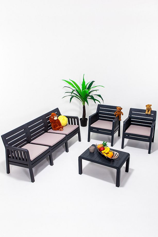 Lara Home Minderli 3 1 1 S Bahçe Takımı-antrasit - 1