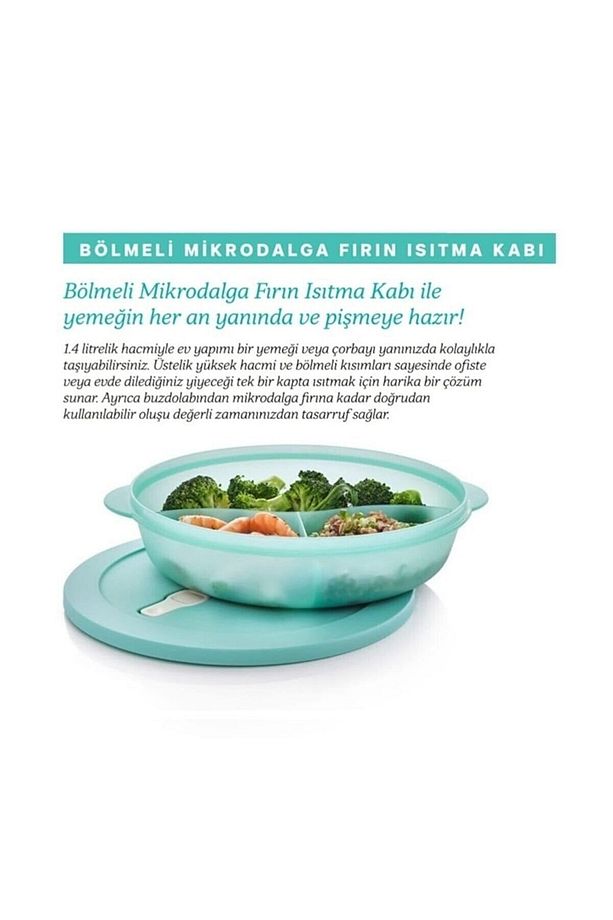 Bölmeli Mikrodalga Fırın Isıtma Kabı 1.4 Lt Mikro Tabak - 3