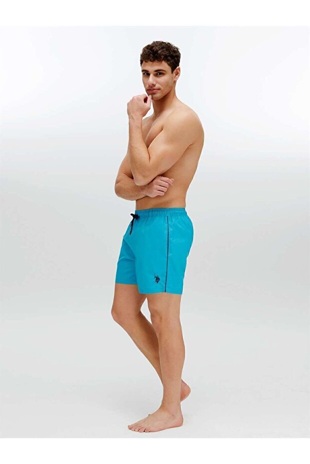 Men's Medium Length Blue Swim Shorts - 22002