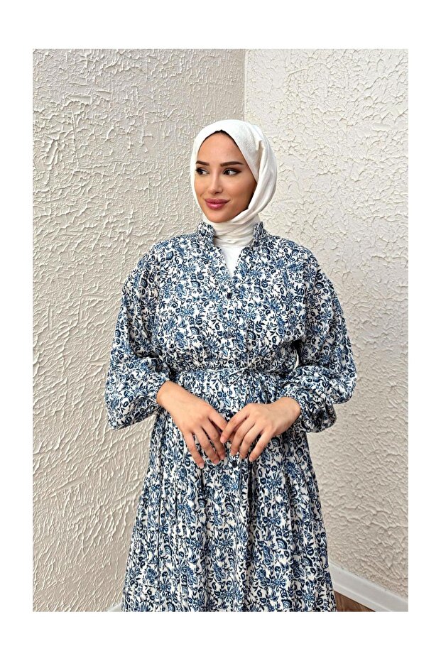 فستان بحزام منقوش من الفيسكوز - 2