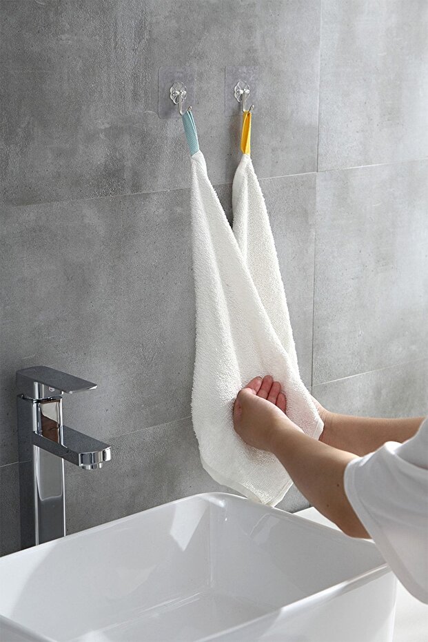 8'li Çok Amaçlı Güçlü Yapışkanlı Şeffaf Askılık Banyo Mutfak Wc Kapı Dolap 180 Açıya Sahip Askılık - 4