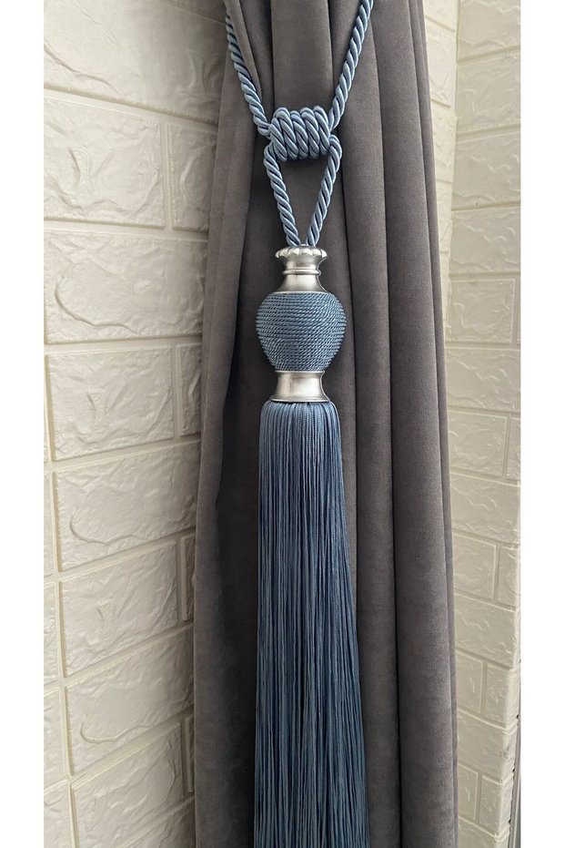 Curtain Accessory Tasseled Bracol Rope Wrap with Vase Cornice Installation Kit 1 Pc