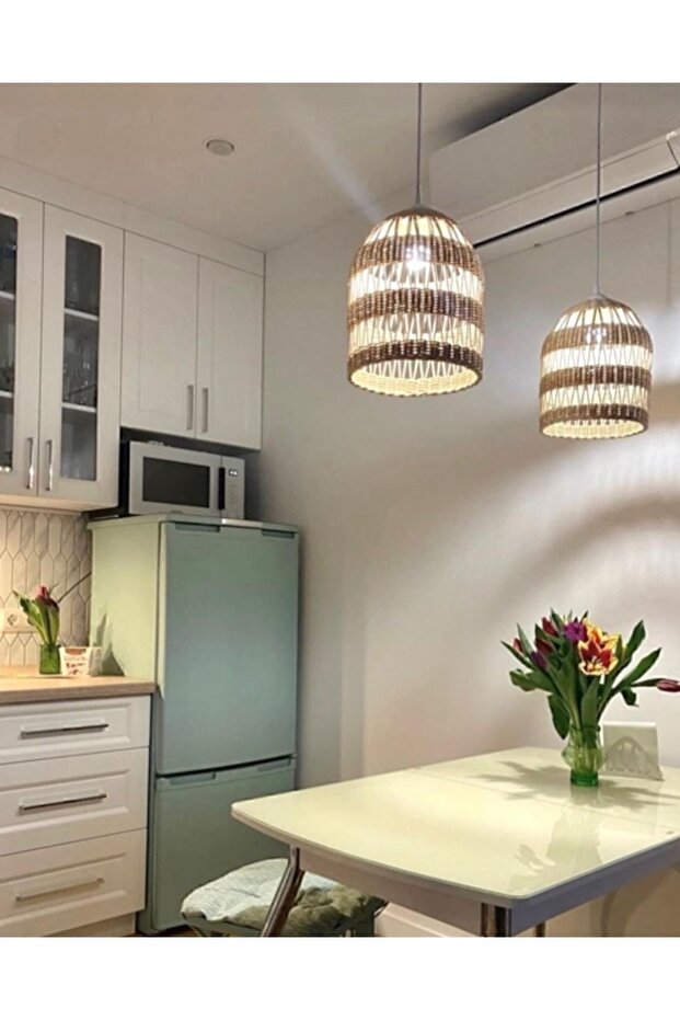 Rattan Kafes Bambu Hasır Avize - 2