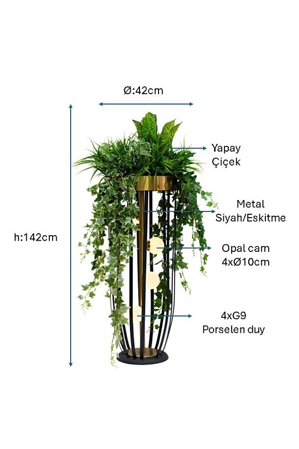Eskitme/siyah Boyalı/kaplamalı Modern Lambader Plc-1209-l-bsy - 2