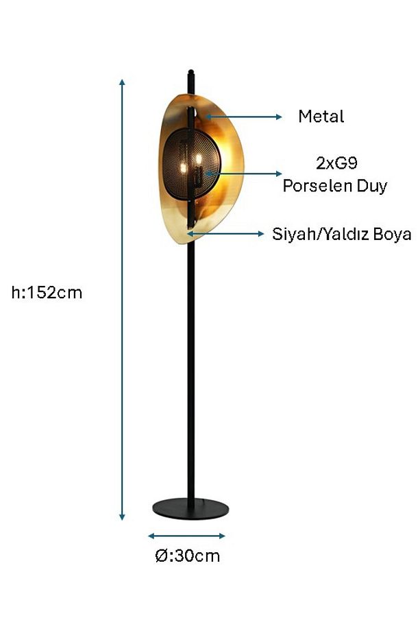 Siyah/sarı Yaldız Boyalı Modern Lambader Plc-1202-l-bsy - 2