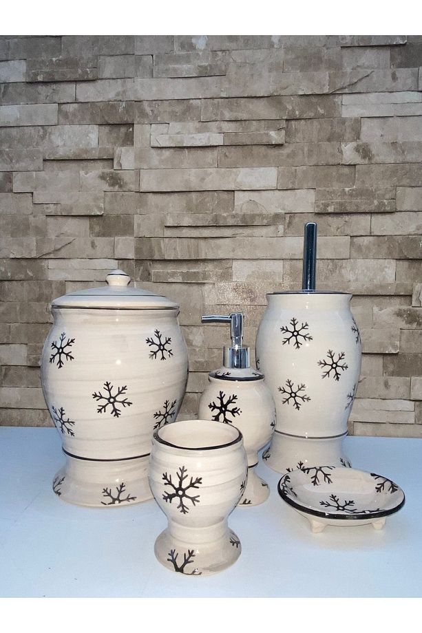 Red Seramik Naomi Collection Kar Desen 5'li Banyo Seti - 4
