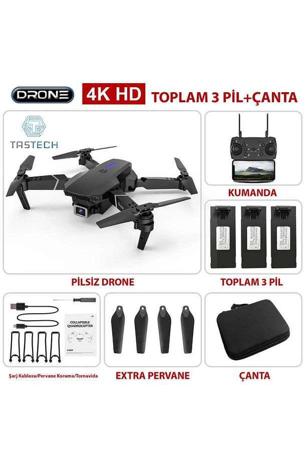Çift Kameralı Drone Led Işıklı Wifi App Ve Uzaktan Kumanda Kontrollü Quadcopter Katlanabilir Şarjlı - 5