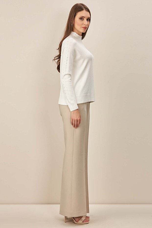 İspanyol Paça Taş Dokuma Pantolon - 2