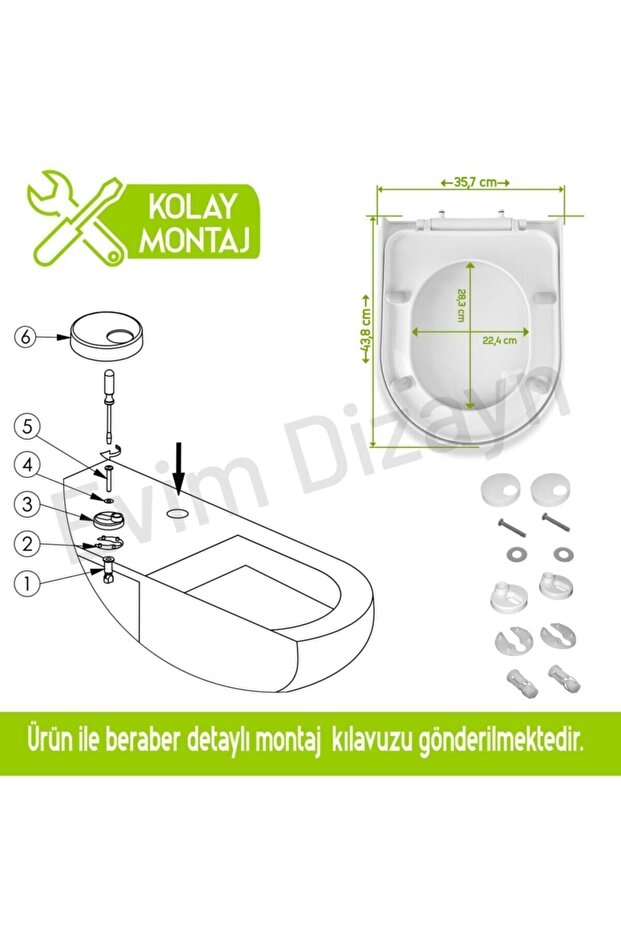 , Diamond Klozet Kapağı, Beyaz, Yavaş Kapanan, Pp - 7