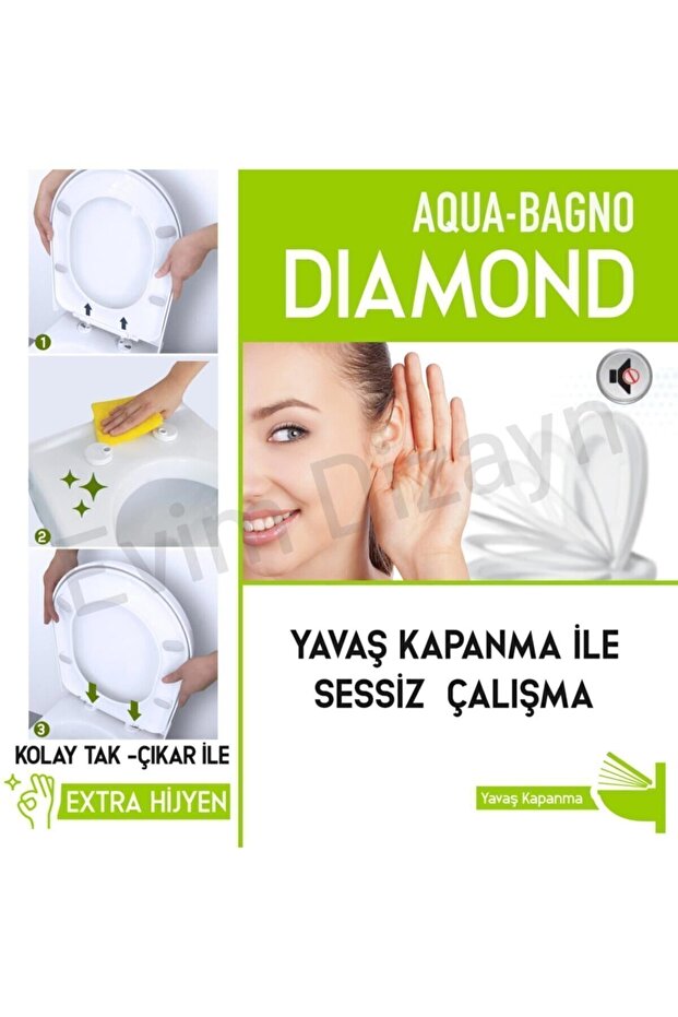 , Diamond Klozet Kapağı, Beyaz, Yavaş Kapanan, Pp - 4