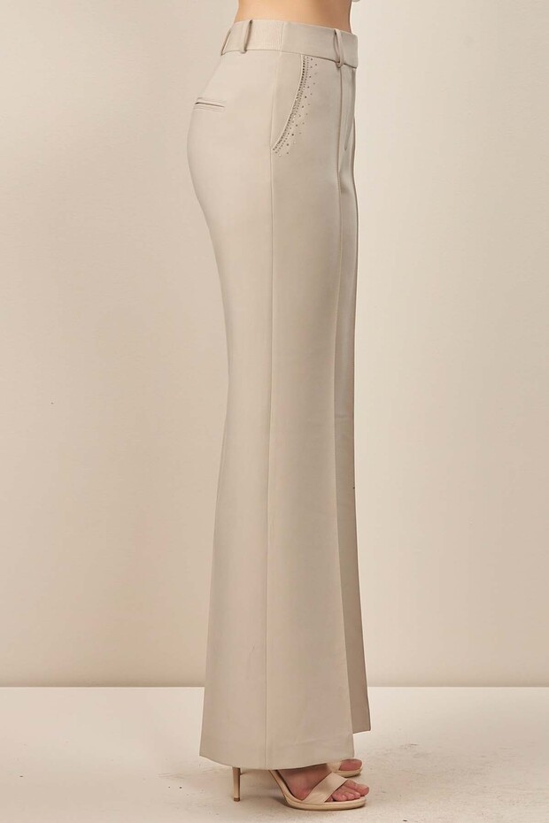 İspanyol Paça Taş Dokuma Pantolon - 4