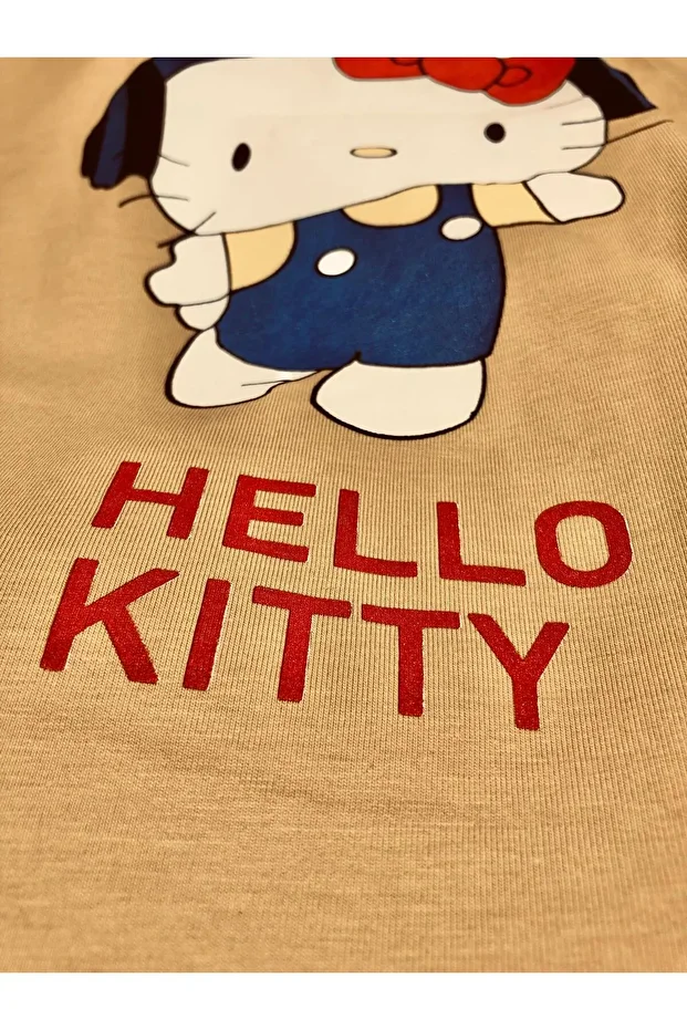 Kız Çocuk Hello Kıtty Baskılı Kapüşonlu Elbise,Sweatshirt Tunik,Sweatshirt Elbise - 2