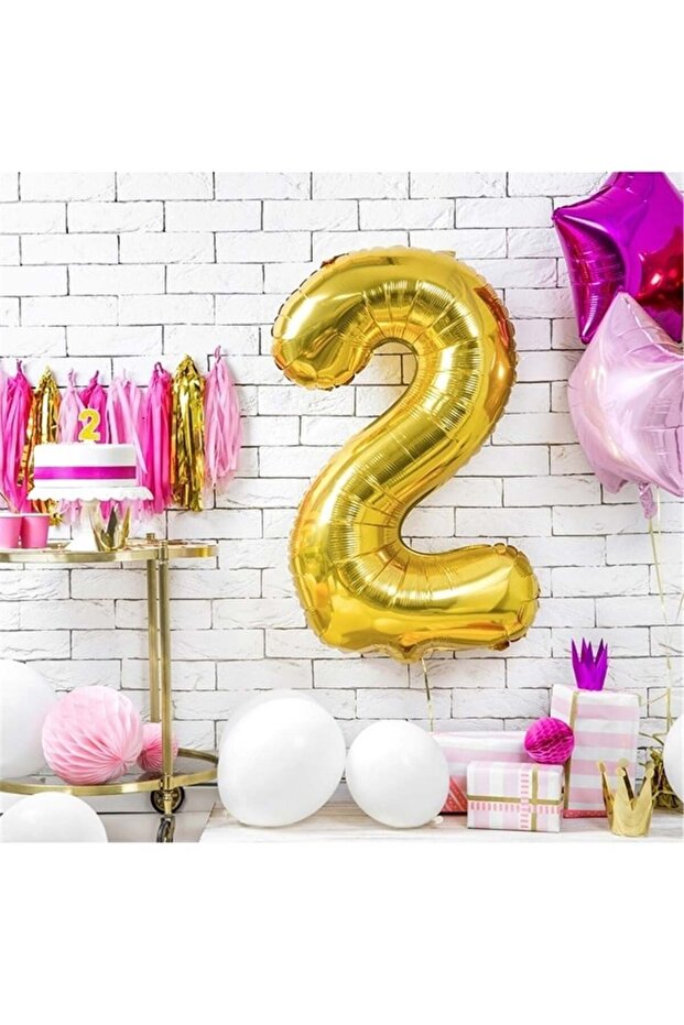 GOLD NUMBER 2 FOIL BALLOON 100cm