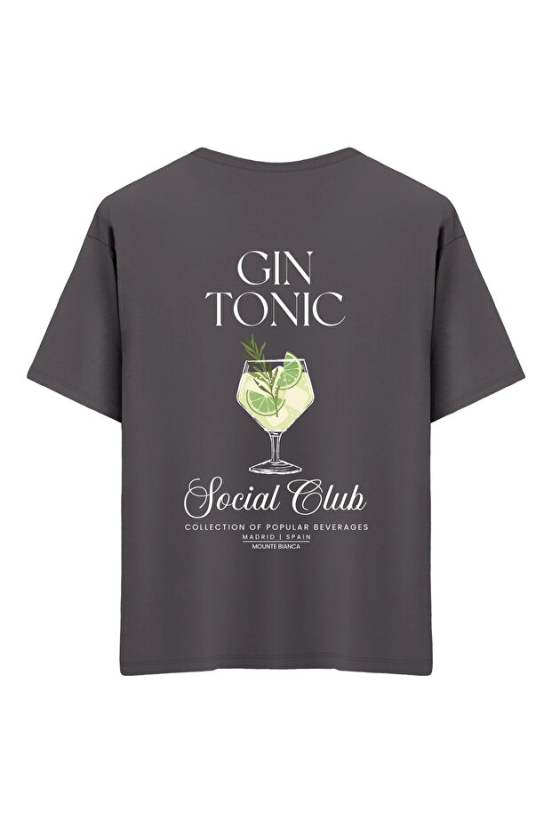 تي شيرت Gin Tonic للجنسين - تي شيرت كبير الحجم
