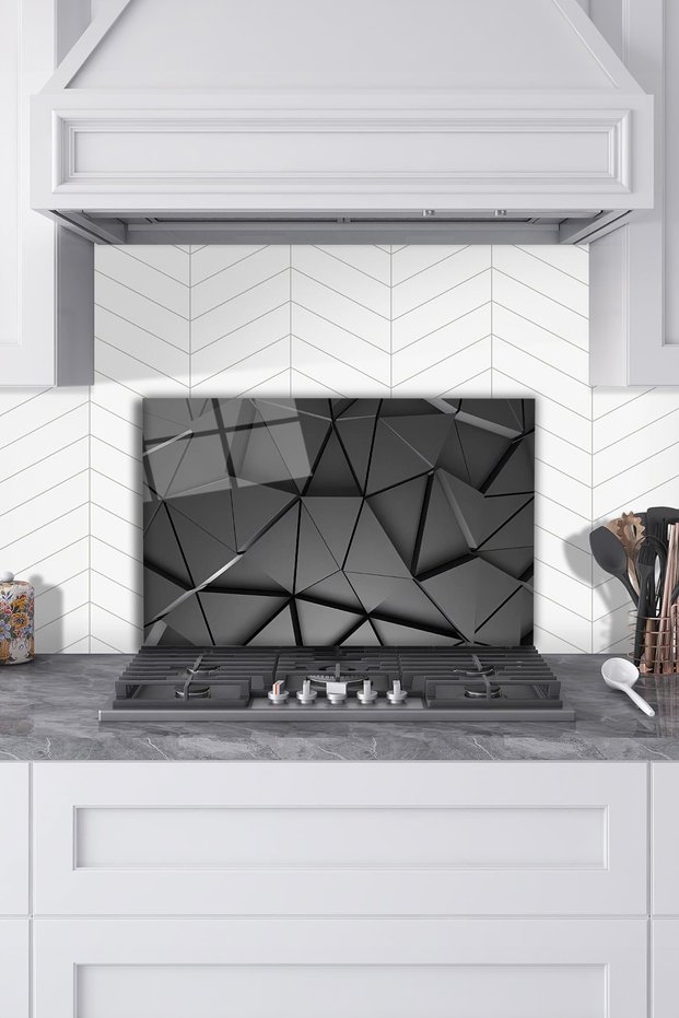 Anthracite Crystal Glass Stove Back Protector, Kitchen Built-In and Countertop Protection, Tempered and Coated