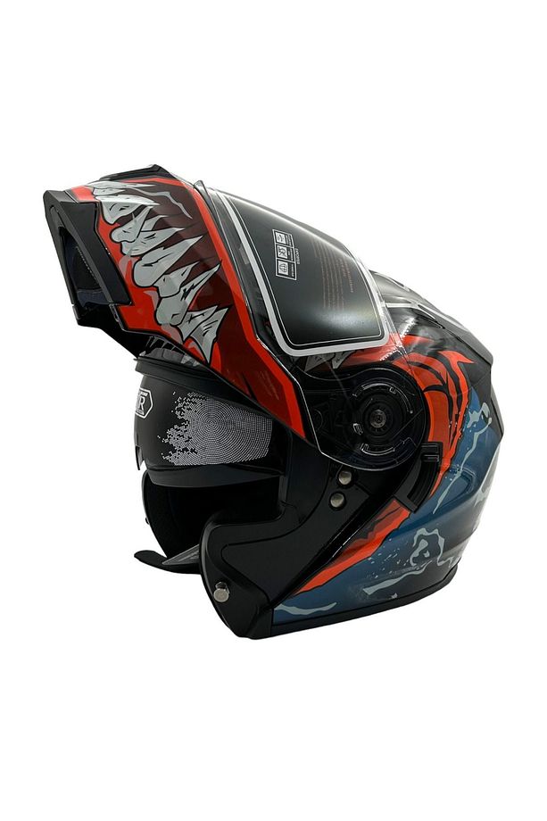 Kask Çene Açılır Venom Fosforlu Turuncu JK-908 - 3