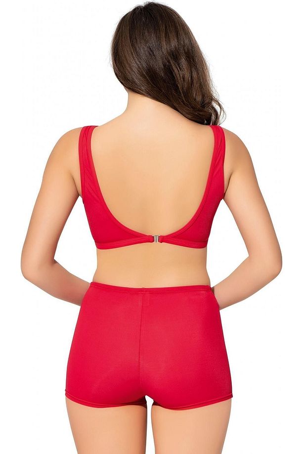 Tüllü Transparan Şortlu Bikini 5035 Kırmızı - 3